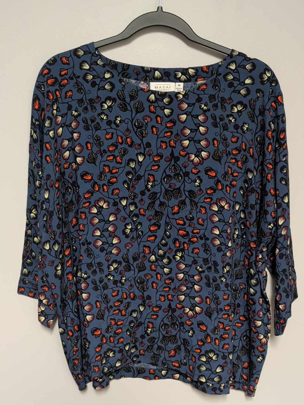 Masai Blue Floral-Print Tunic Top